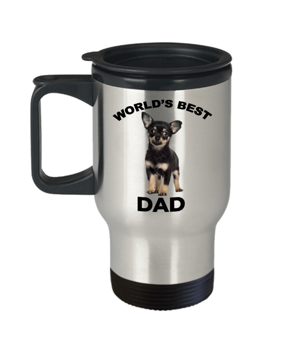 Chihuahua Best Dad Travel Mug - Black and Tan puppy