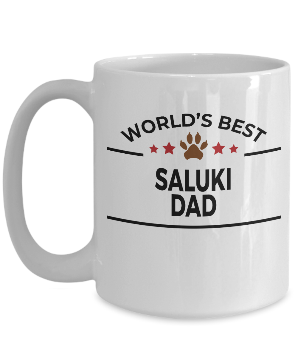 Saluki Dog Lover Gift World's Best Dad Birthday Father's Day White Ceramic Coffee Mug