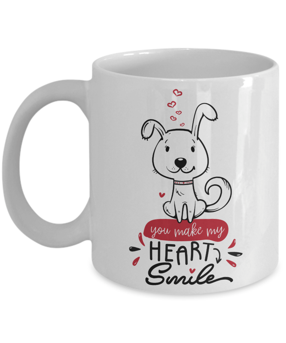 You Make My Heart Smile Cute Valentine Puppy Mug