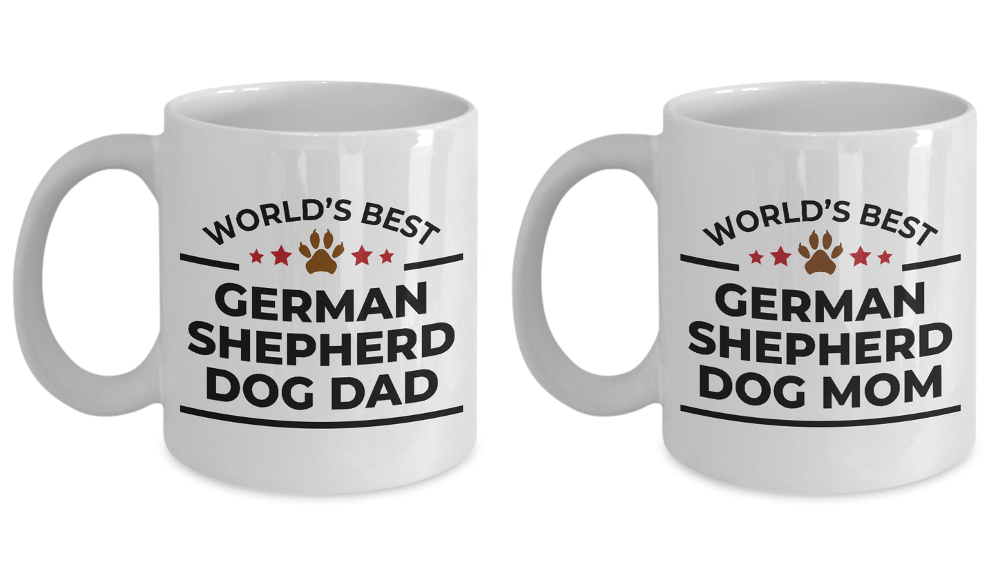 World's Best German Shepherd Dog Mom and Dad Couple Mugs- Set of 2