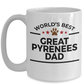 Great Pyrenees Dog Lover Gift World's Best Dad Birthday Father's Day White Ceramic Coffee Mug
