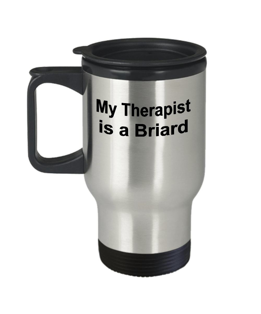 Briard Dog Lover owner funny gift therapist stainless steel insulated travel coffee mug