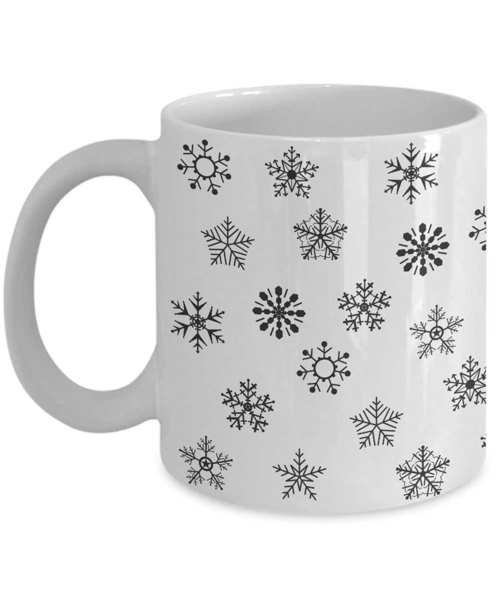 Snowflake White Ceramic Coffee Mug