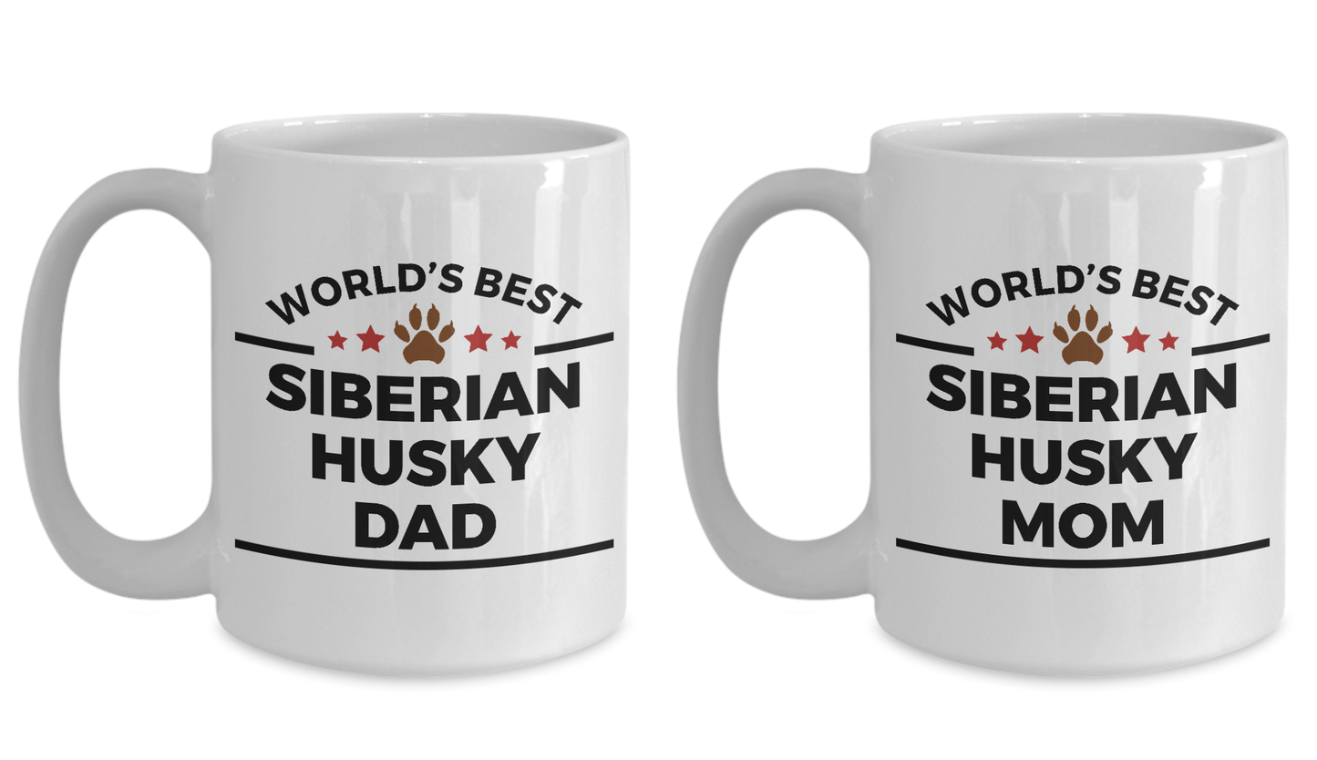 World's Best Siberian Husky Dad and Mom Couple Ceramic Mug - Set of 2 His and Hers