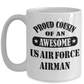 US Air Force Airman Proud Cousin Coffee mug