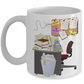 A Cluttered Desk Is A Sign of Genius White Ceramic Coffee Mug Color Cartoon