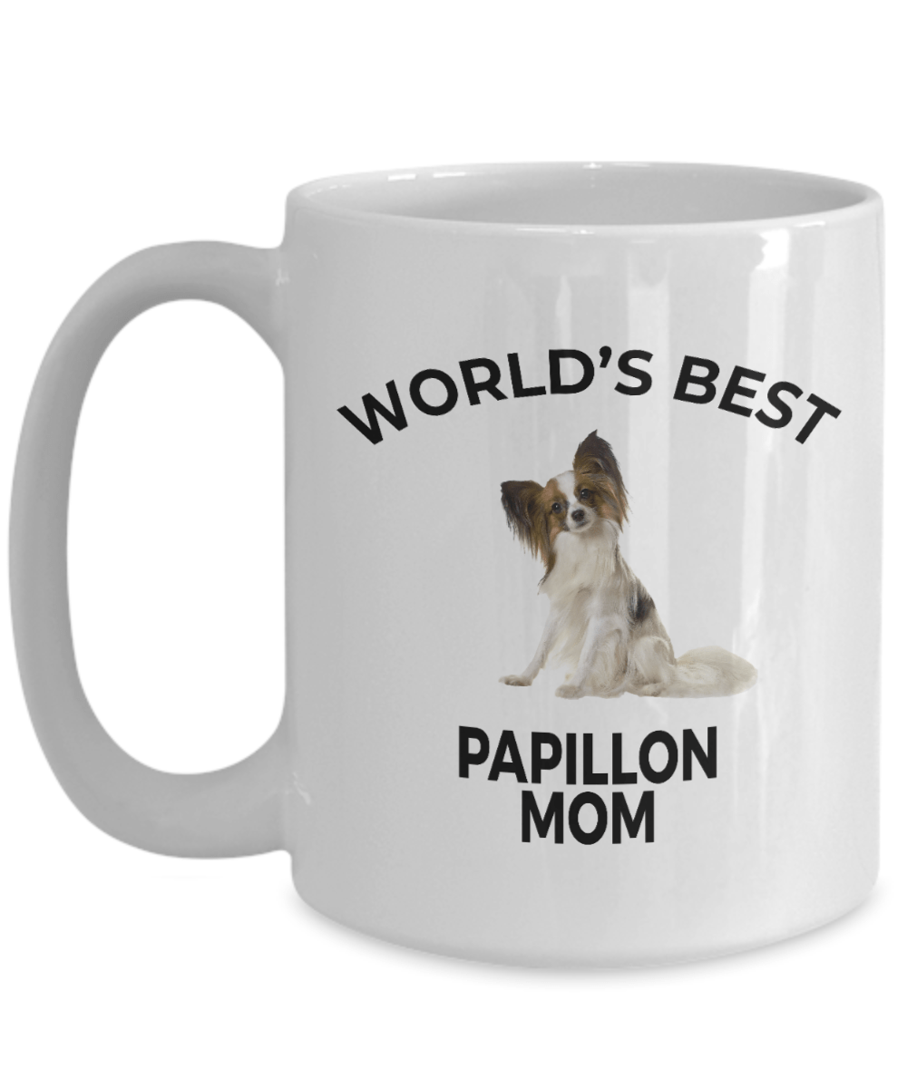 Papillon Dog Lover Gift World's Best Mom Birthday Mother's Day Present White Ceramic Coffee Mug
