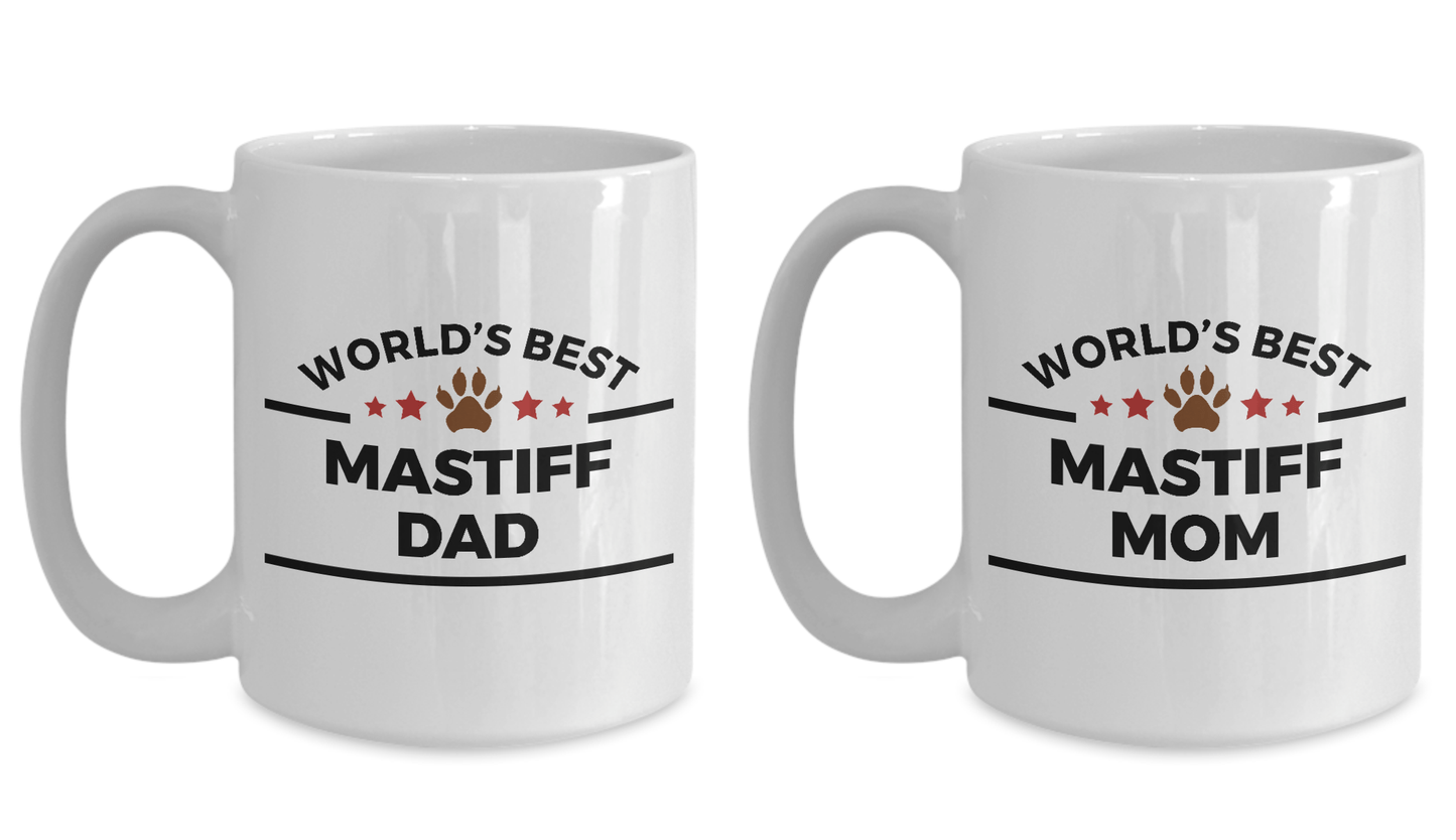 Mastiff Dog Dad and Mom Mugs Set of 2