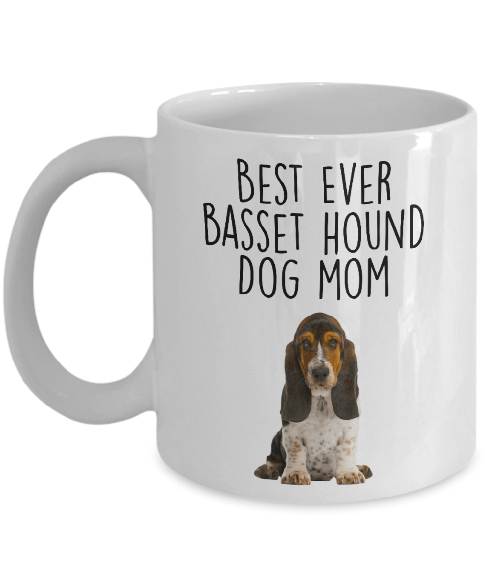 Best Ever Basset Hound Dog Mom Custom Ceramic Coffee Mug, image size:1000x1200