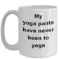 Funny Yoga Coffee Mug - My Yoga Pants have never been to Yoga