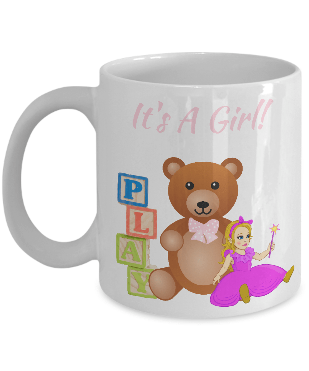 It's A Girl! Baby Birth Announcement White Ceramic Mug