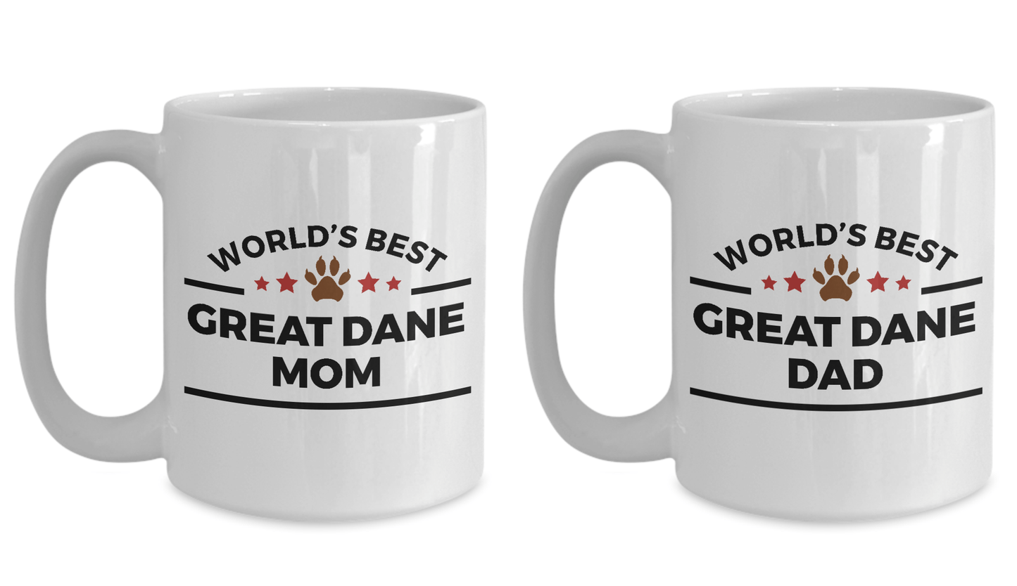 Great Dane Dog Dad and Mom Couple Set of 2 Cups