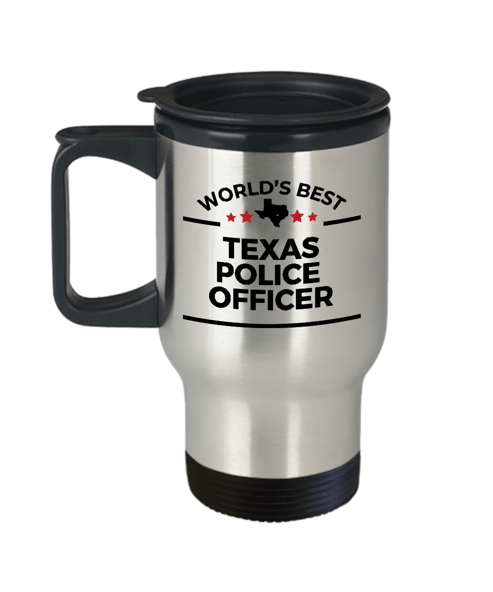 Texas Police Officer Gift World's Best Stainless Steel Insulated Travel Coffee Mug