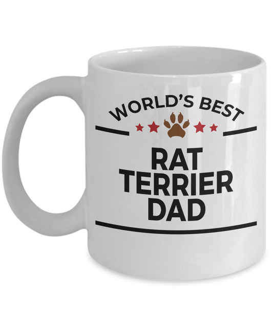 Rat Terrier Dog Lover Gift World's Best Dad Birthday Father's Day White Ceramic Coffee Mug