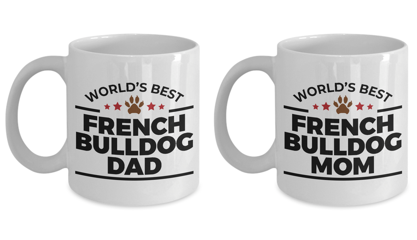 French Bulldog Mom and Dad Couples Ceramic Mugs - Set of 2