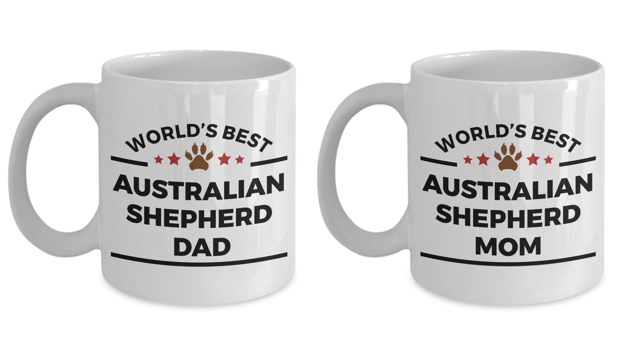 Australian Shepherd Dog Dad and Mom Couples Set of Mugs – Spring