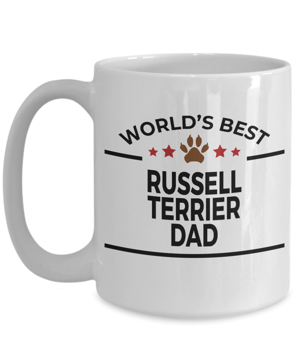 Russell Terrier Dog Lover Gift World's Best Dad Birthday Father's Day White Ceramic Coffee Mug