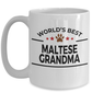 Maltese Dog Lover Gift World's Best Grandma Birthday Mother's Day White Ceramic Coffee Mug