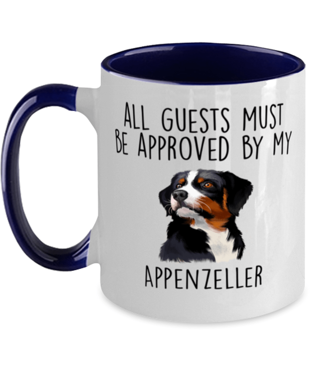 Funny Appenzeller Sennenhund -Guests must be approved Two Tone Navy and White Coffee Mug