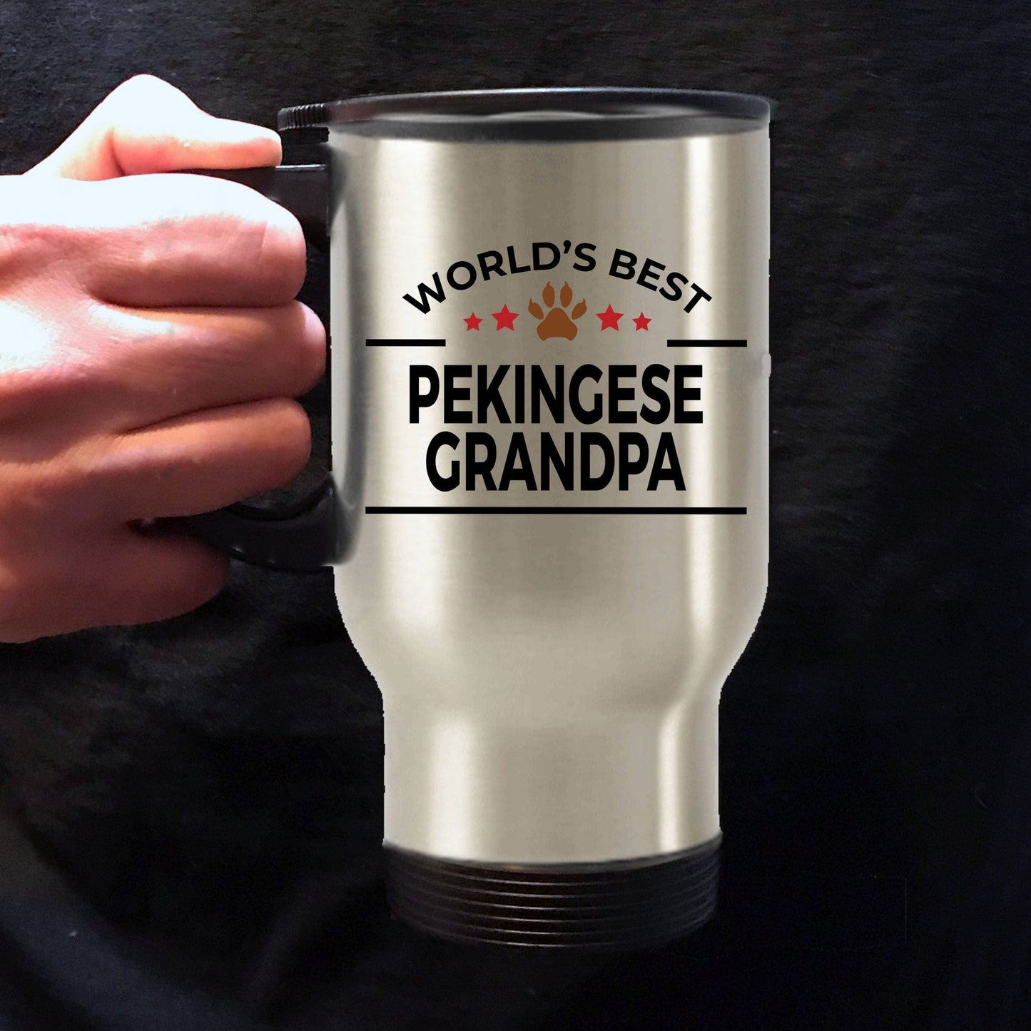 Pekingese Dog Grandpa Travel Coffee Mug