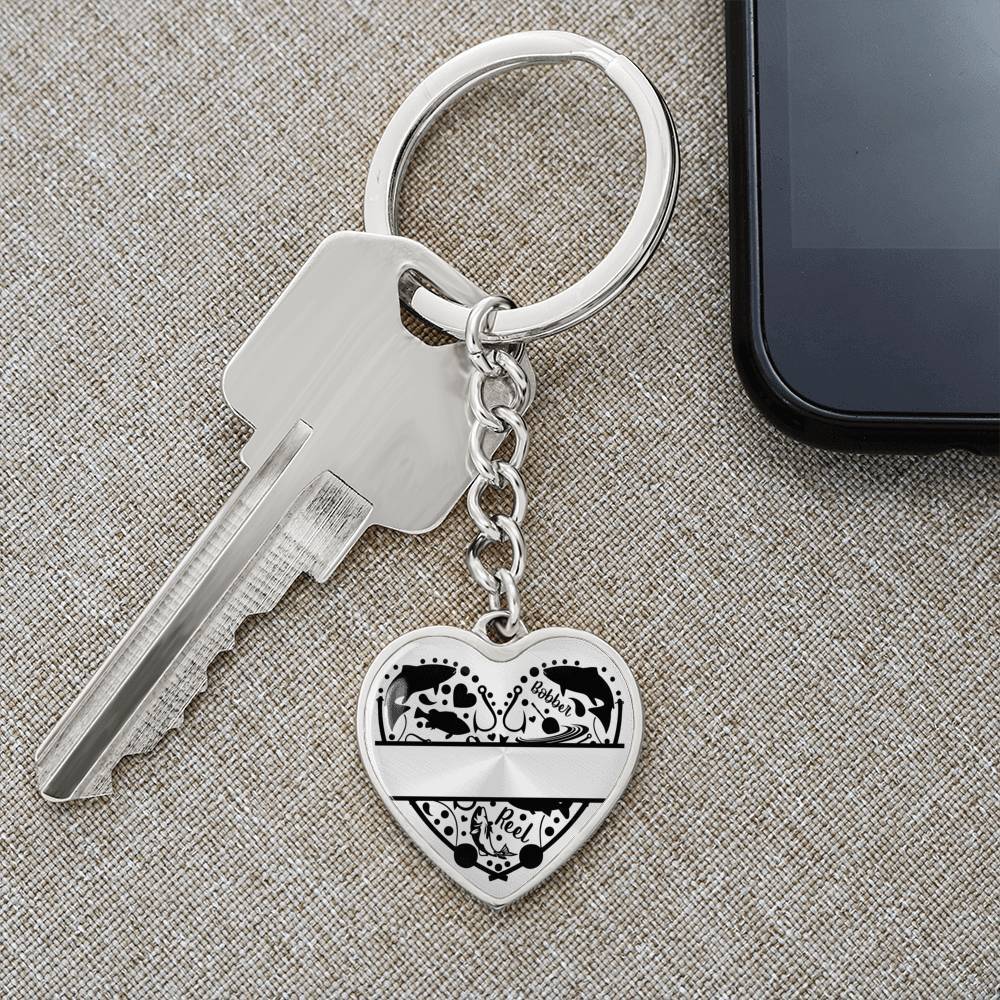 Fisherman Personalized Heart Shaped Engraved Keychain