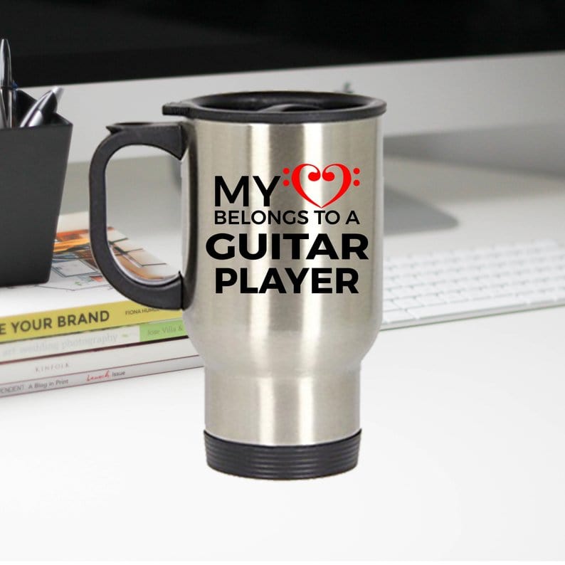 Guitar Player Travel Mug - My Heart Belongs to a Guitar Player