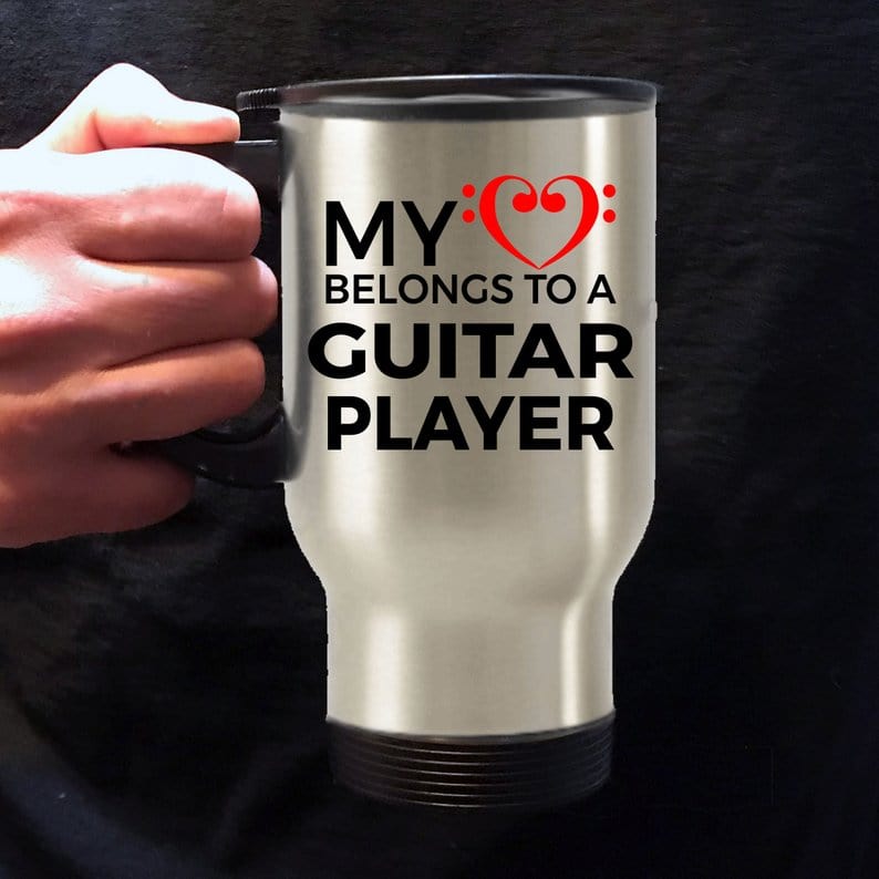 Guitar Player Travel Mug - My Heart Belongs to a Guitar Player