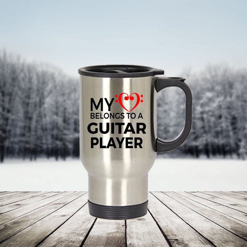 Guitar Player Travel Mug - My Heart Belongs to a Guitar Player