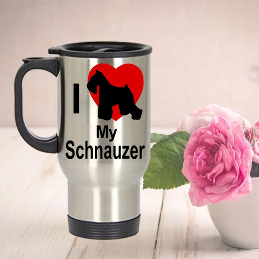 Love my Schnauzer Dog Travel Coffee Mug