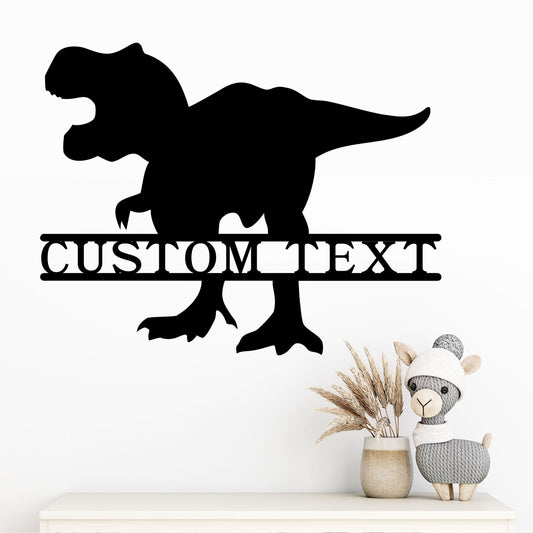 Dinosaur T-Rex Personalized Name Metal Art Wall Sign