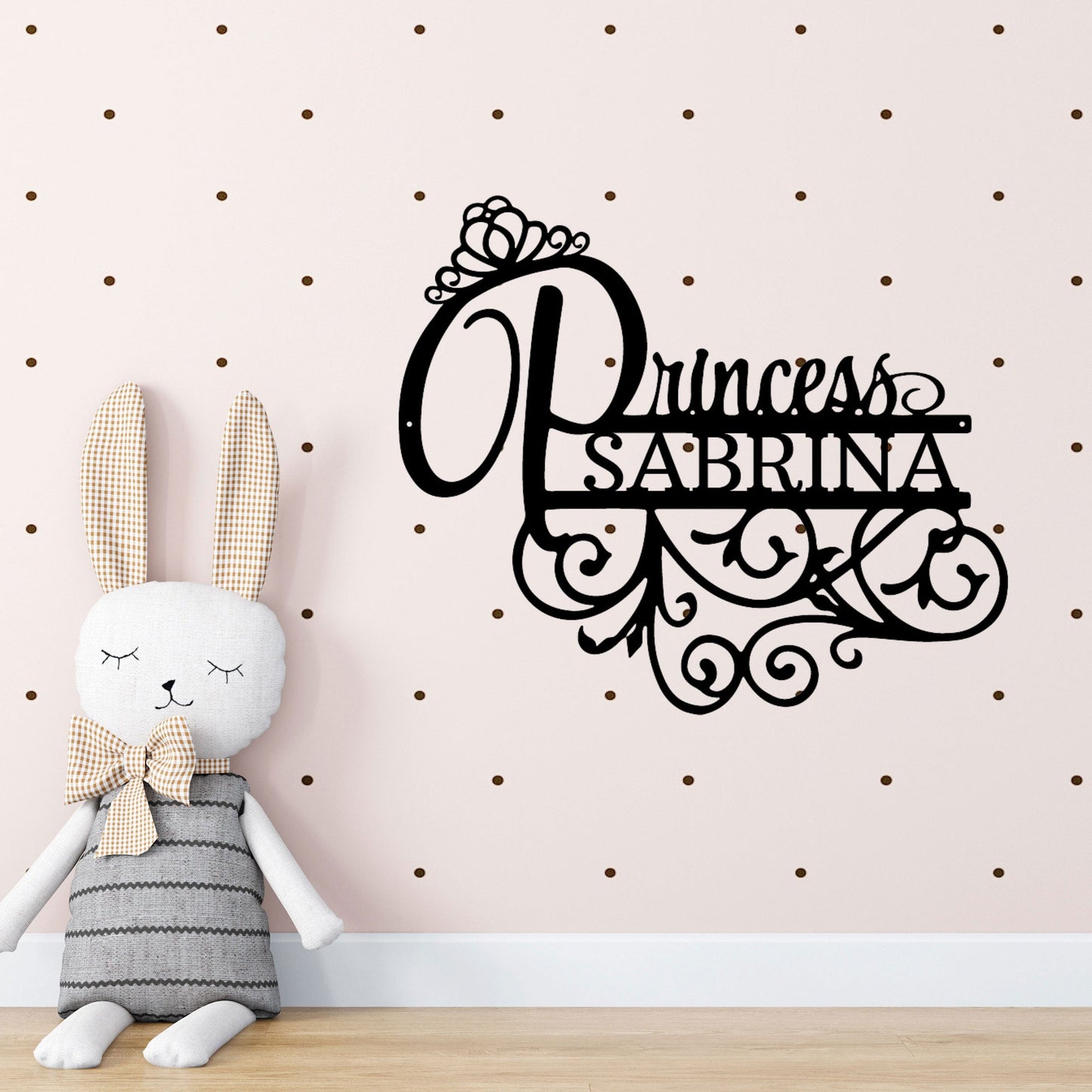Personalized Princess Name Metal Sign Girls Room Decor Custom Name Wall Art Princess Nursery Decor Baby Girl Room Sign