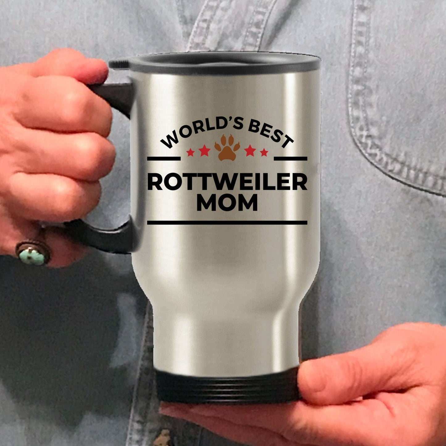 Rottweiler Dog Mom Travel Coffee Mug