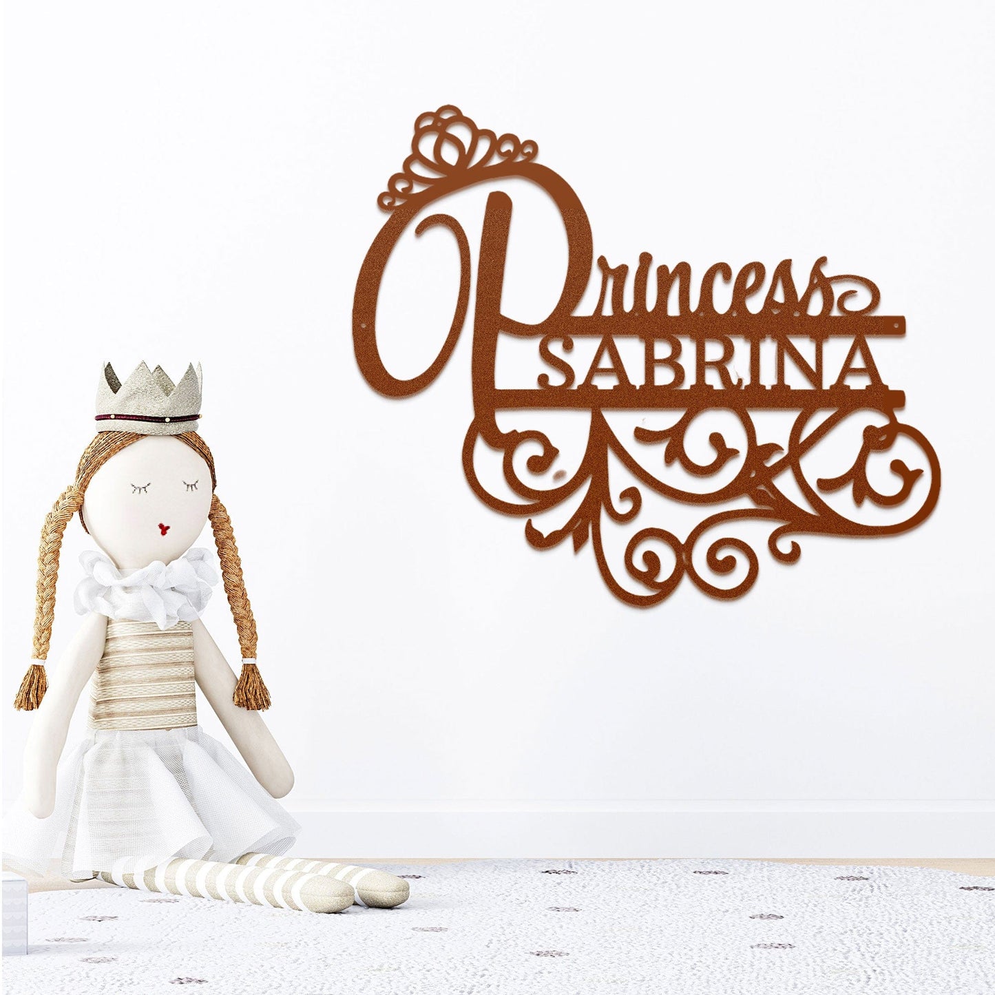 Personalized Princess Name Metal Sign Girls Room Decor Custom Name Wall Art Princess Nursery Decor Baby Girl Room Sign