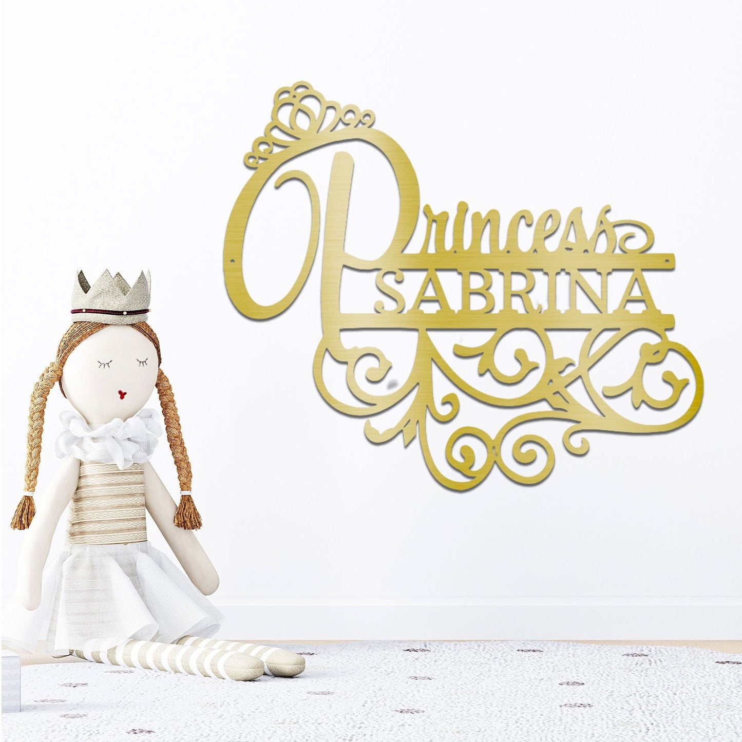 Personalized Princess Name Metal Sign Girls Room Decor Custom Name Wall Art Princess Nursery Decor Baby Girl Room Sign