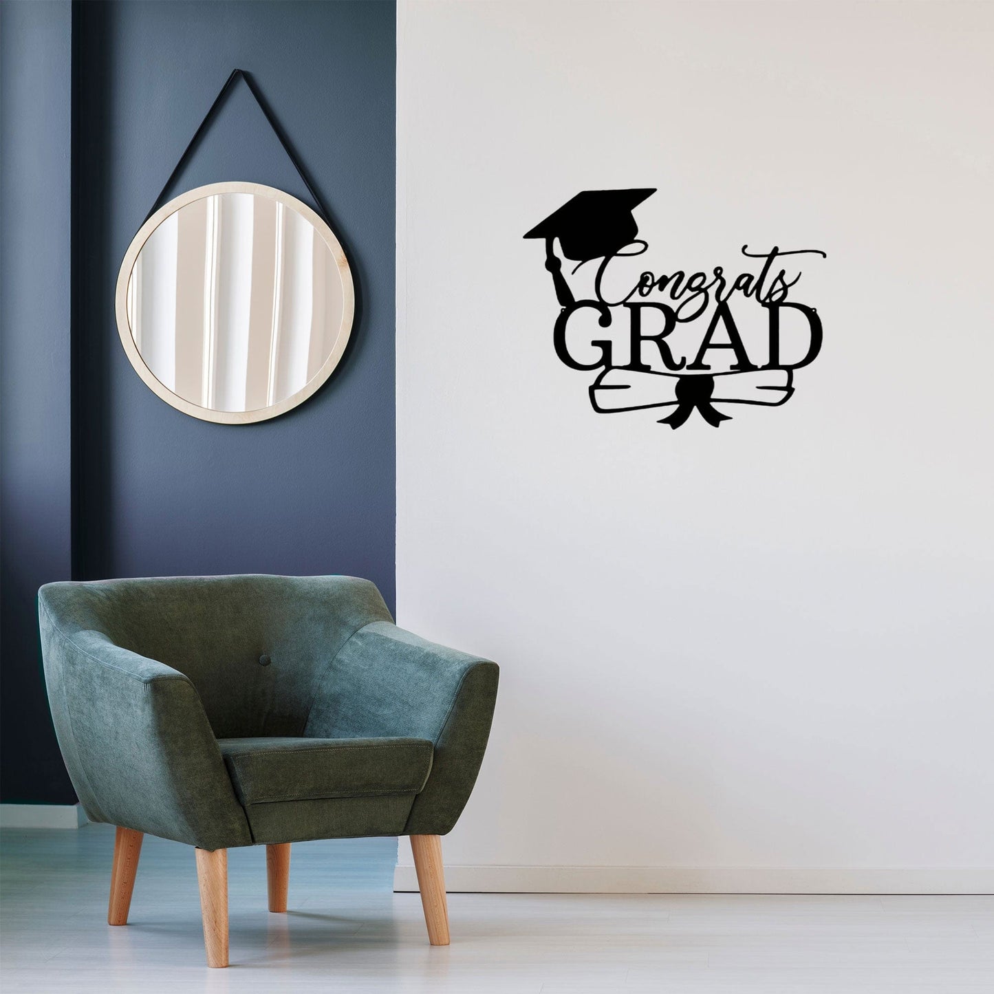 Congrats Grad Metal Wall Art Sign – Graduation Cap Diploma Steel Decor – Graduation Party Decor – Senior Gift Idea – Outdoor Metal Sign