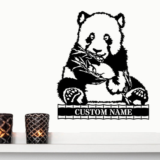Panda Bear Personalized Metal Art Wall Sign