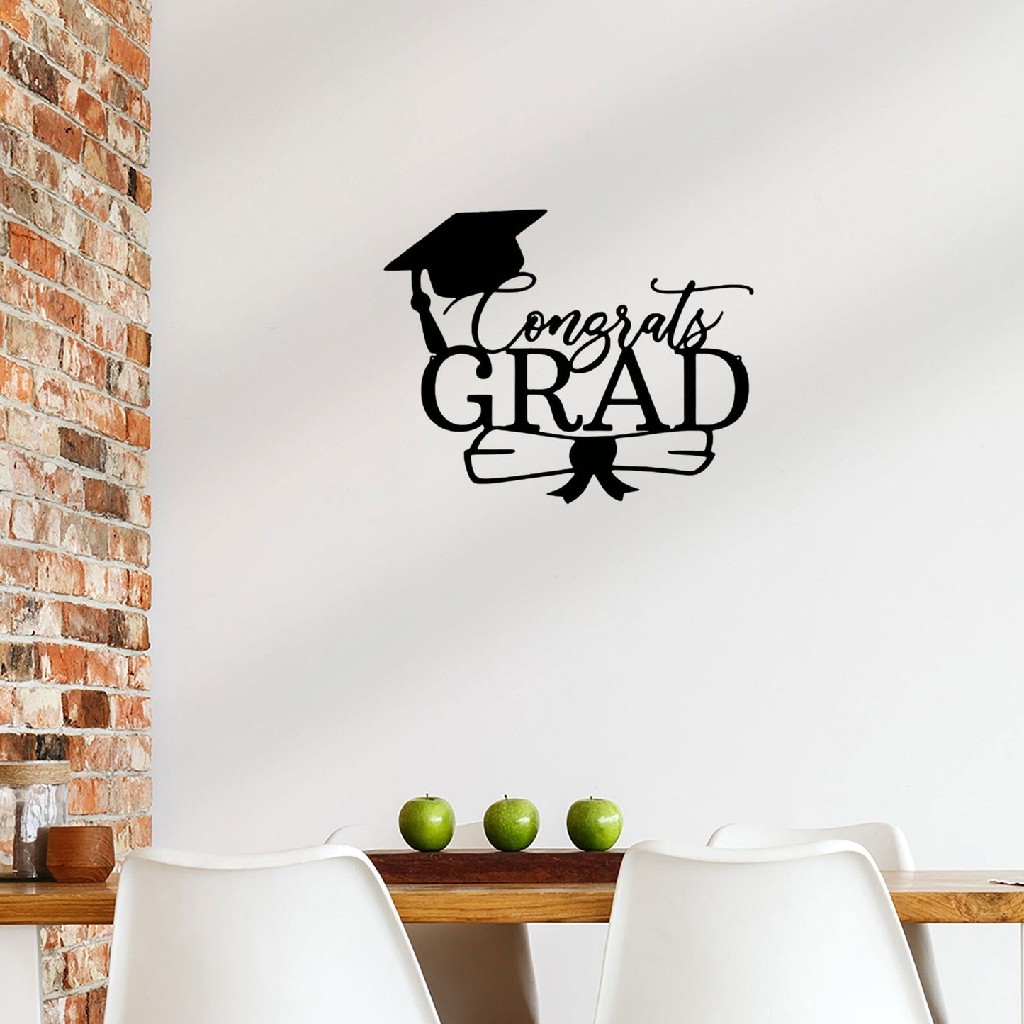 Congrats Grad Metal Wall Art Sign – Graduation Cap Diploma Steel Decor – Graduation Party Decor – Senior Gift Idea – Outdoor Metal Sign