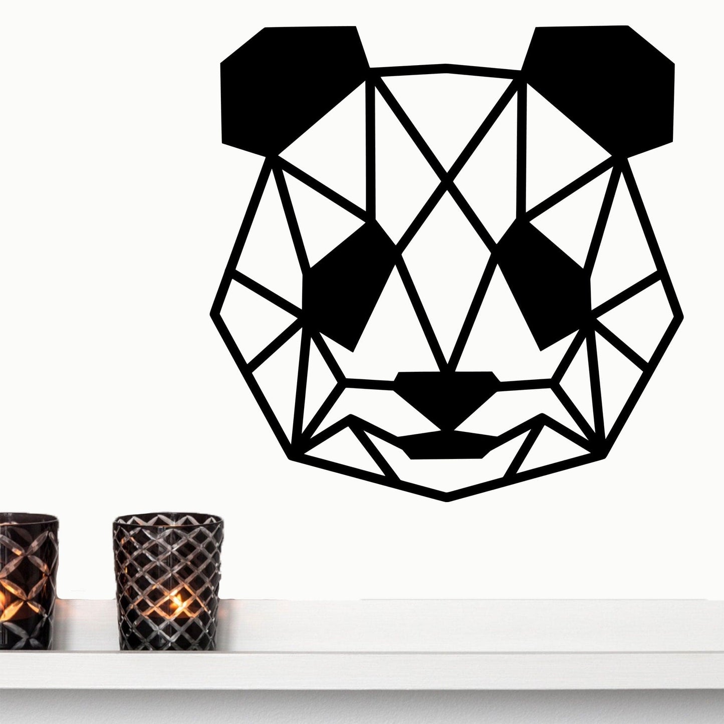 Panda Bear Geometric Head Metal Art Wall Sign