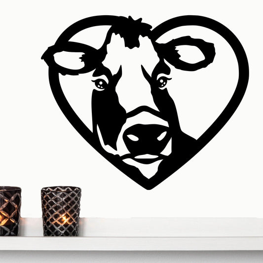 I Love Cows Metal Art Wall Sign