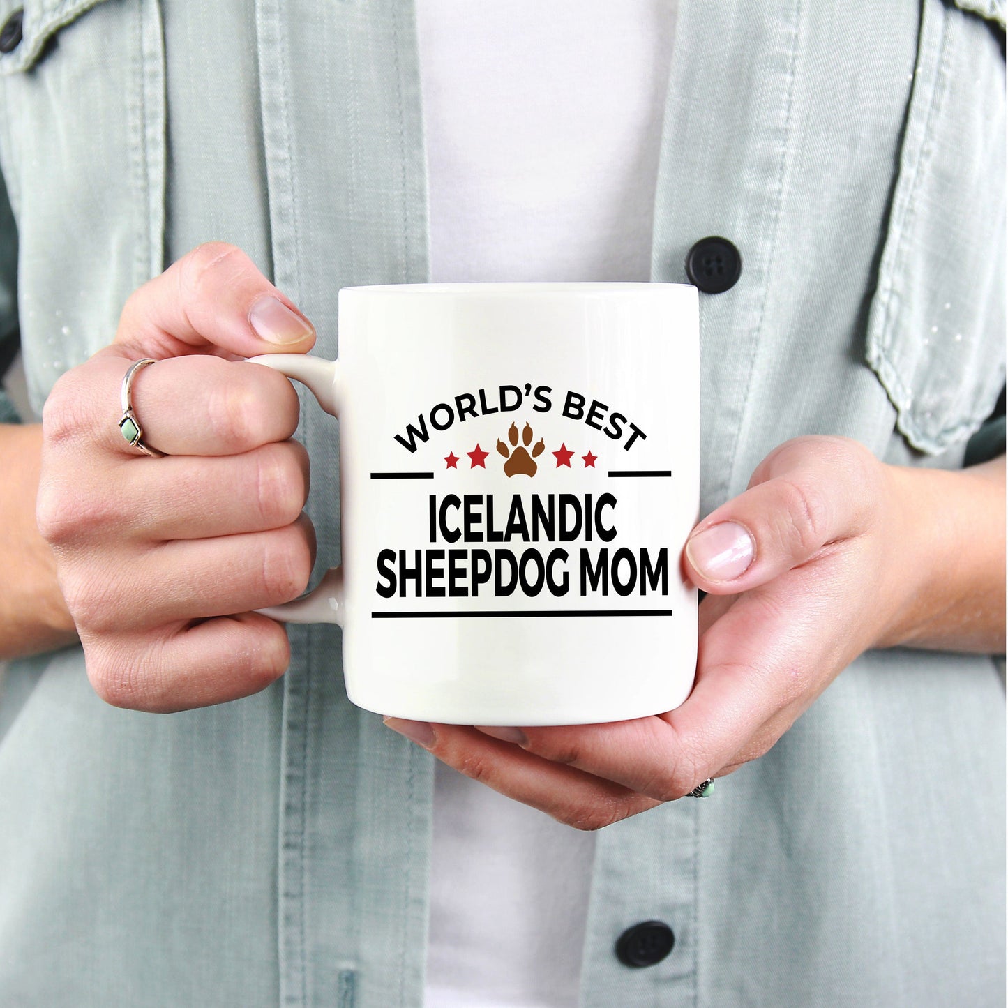 Icelandic Sheepdog Lover Gift World's Best Mom Birthday Mother's Day White Ceramic Coffee Mug
