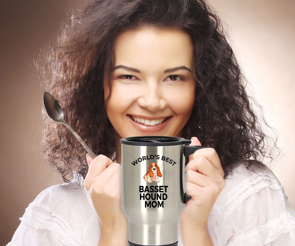 Basset Hound Dog Mom Travel Coffee Tea Mug