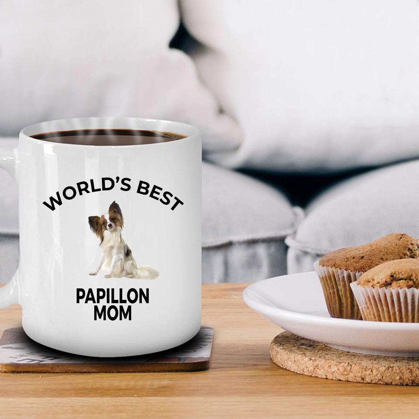 Papillon Dog Lover Gift World's Best Mom Birthday Mother's Day Present White Ceramic Coffee Mug