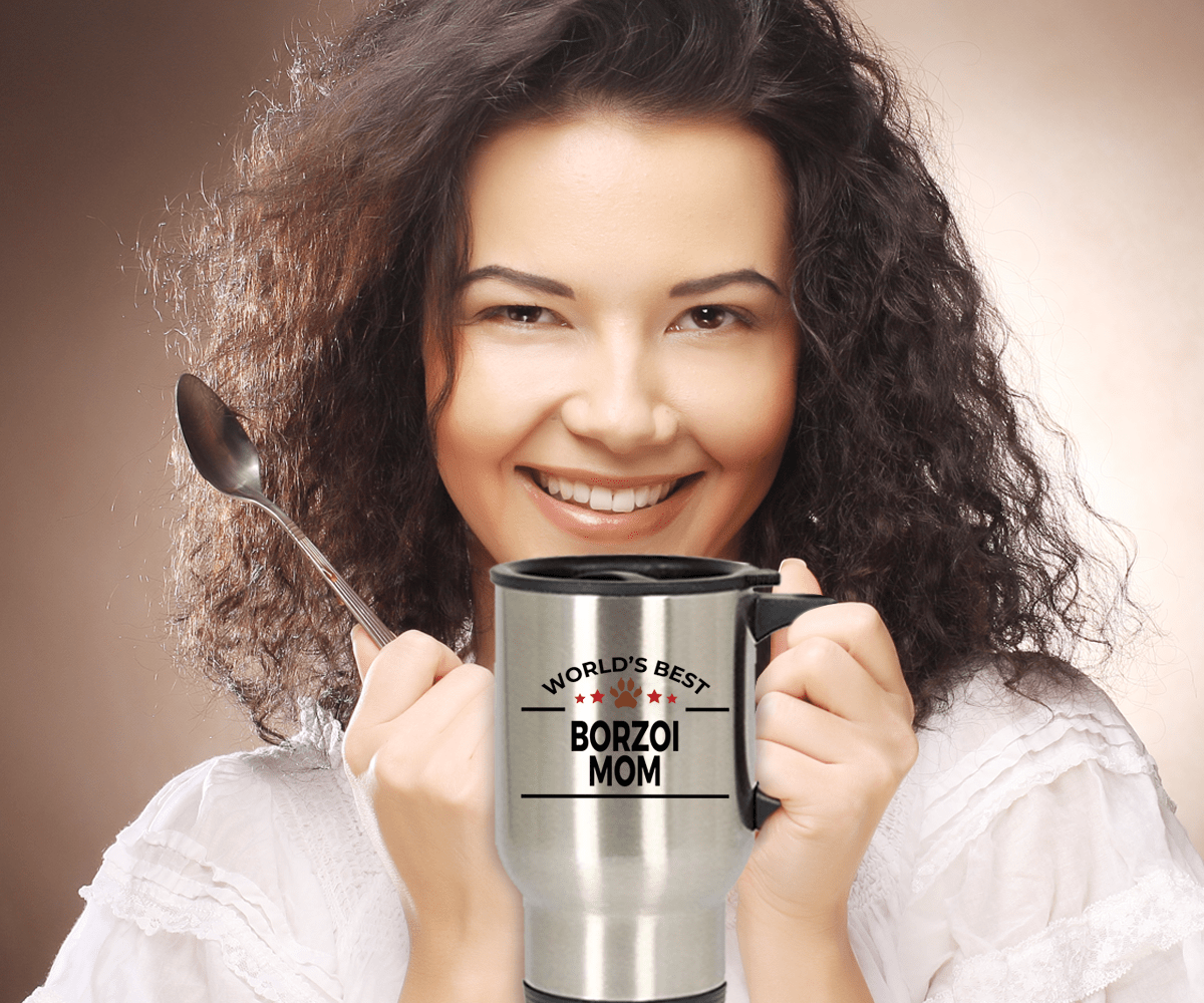 Borzoi Dog Mom Travel Coffee Mug