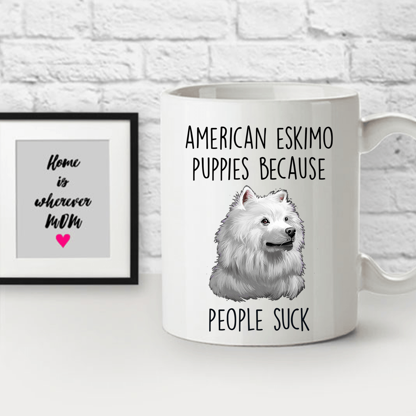 American Eskimo Puppies Because People Suck Funny Ceramic Coffee Mug