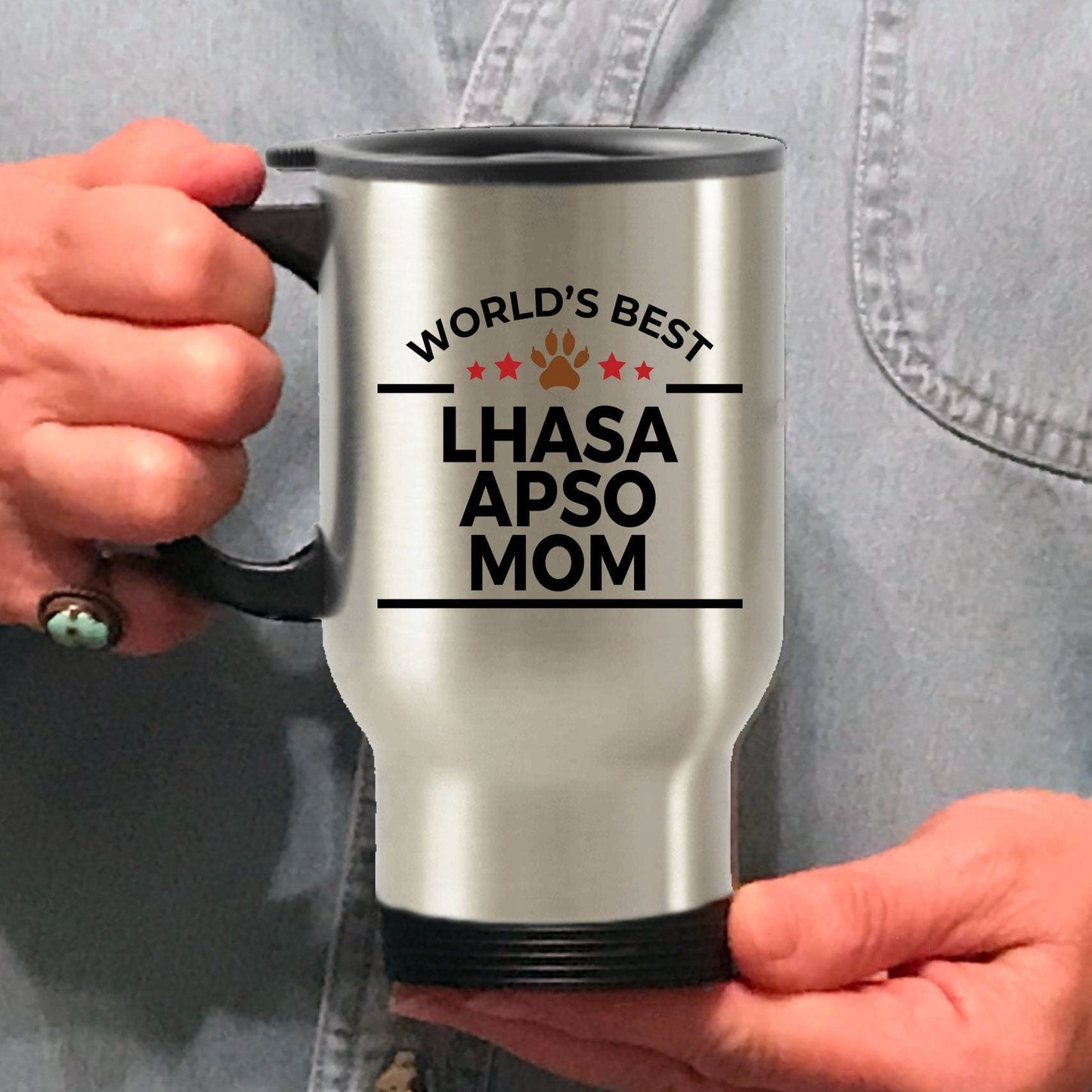 Lhasa Apso Dog Mom Travel Coffee Mug