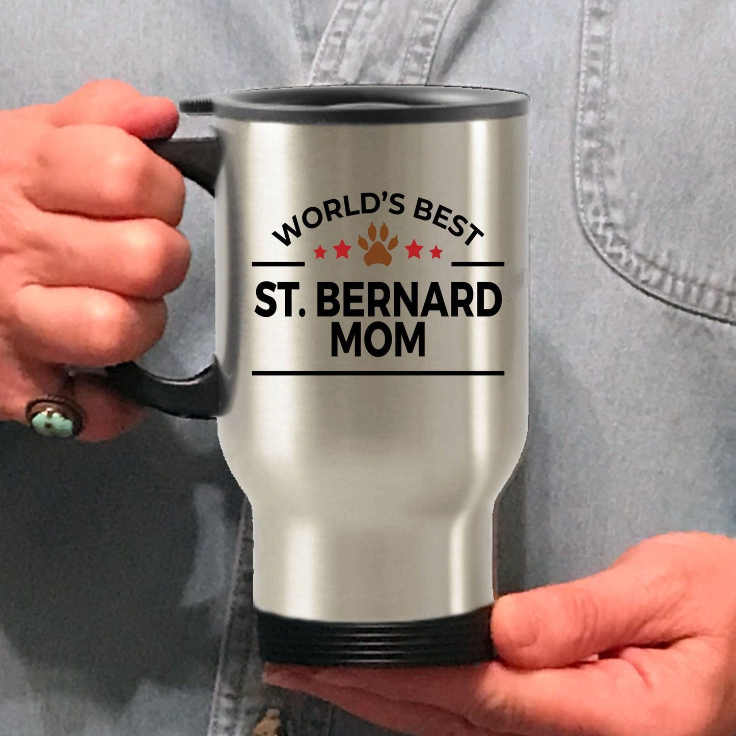 St. Bernard Dog Lover Mom Travel Coffee Mug