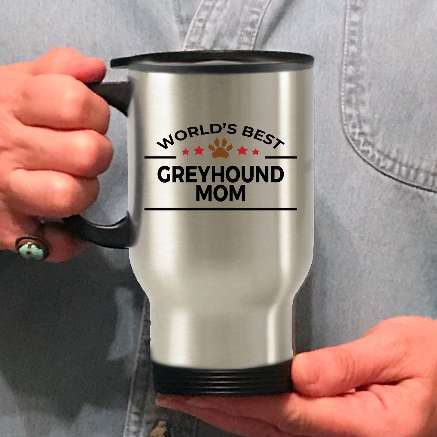 Greyhound Dog Mom Travel Coffee Mug