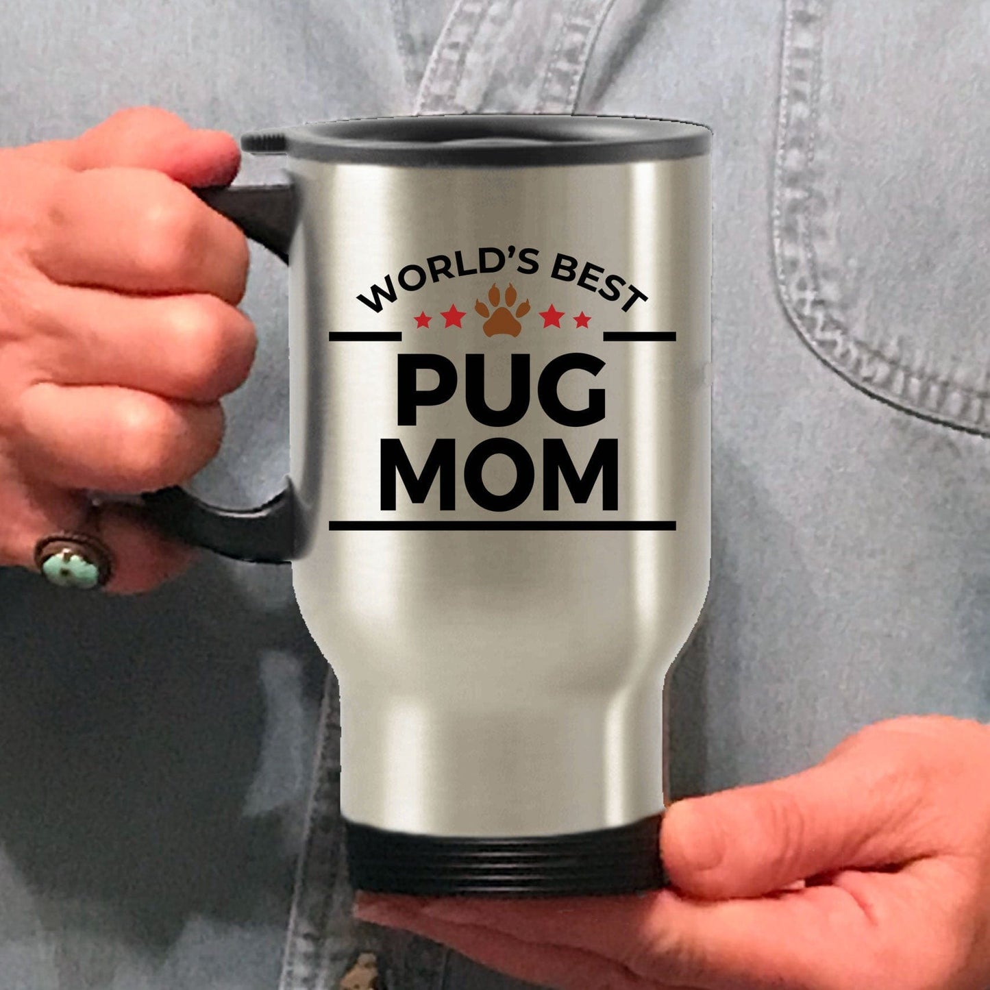 Pug Dog Mom Travel Coffee Mug
