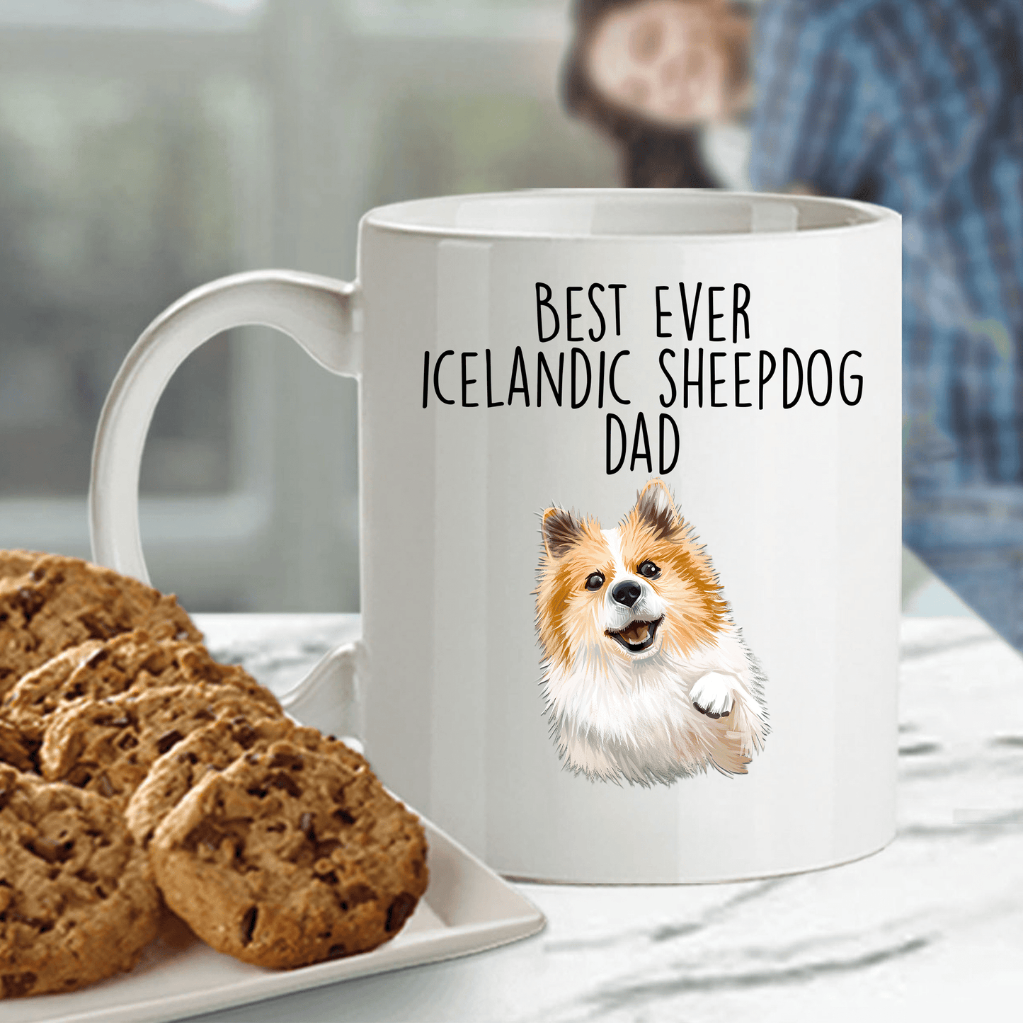 Icelandic Sheepdog World's Best Dog Dad Ceramic Coffee Mug