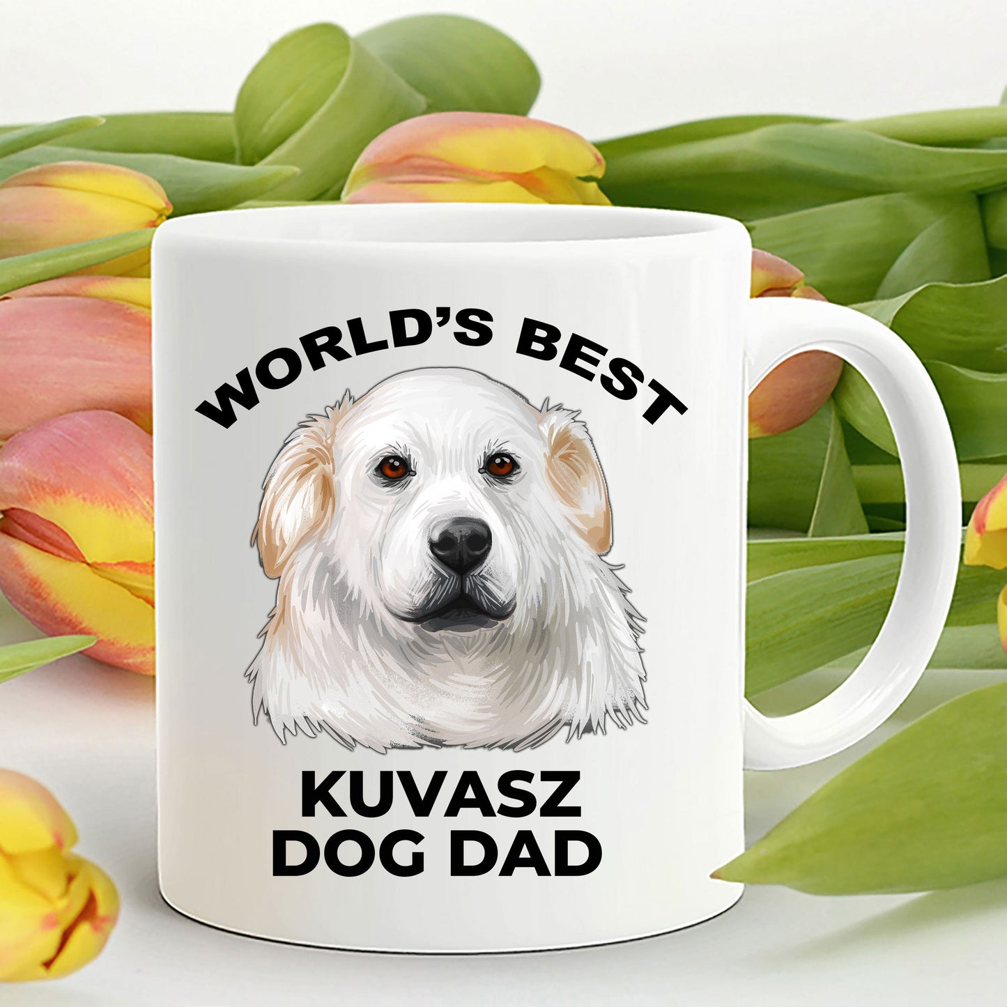 Kuvasz Best Dog Dad Coffee Mug white and two tone